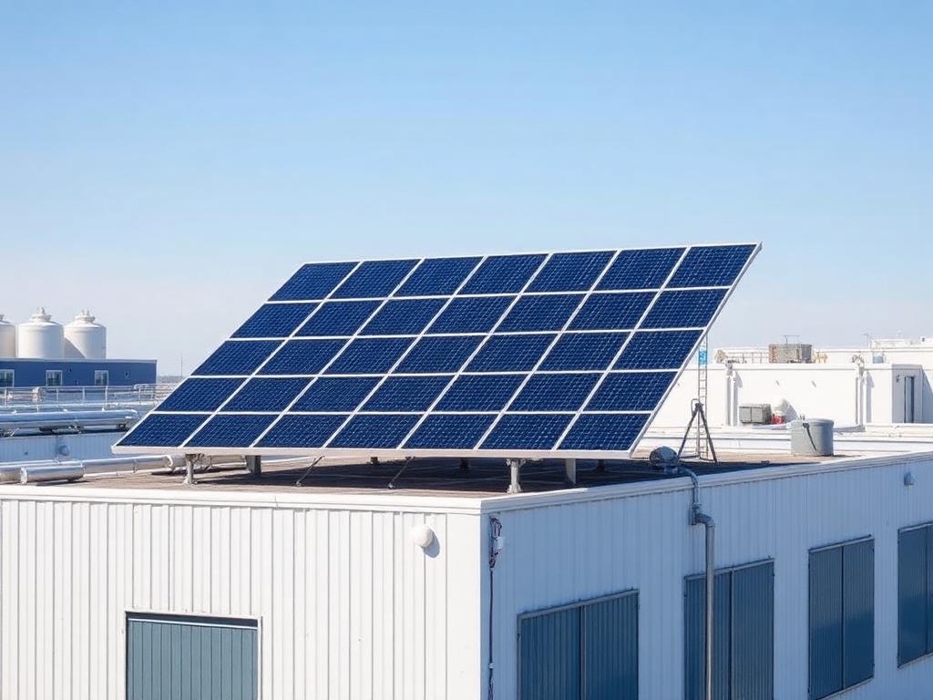 Rooftop solar installation on an industrial building